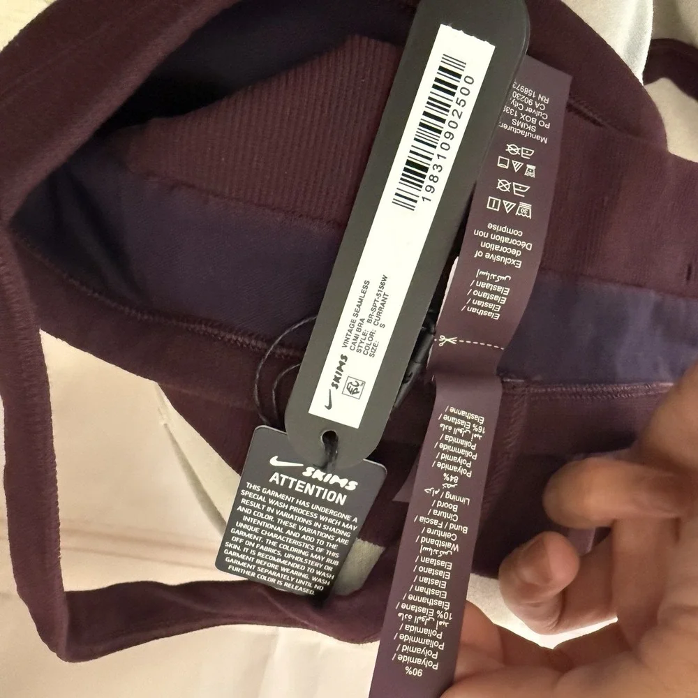 NWT SKIMS NikeSKIMS Vintage Seamless Cami Bra Size S Currant Athleisure